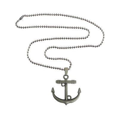 Menjewell Marine Anchor Pendant Silver Metal Pendant